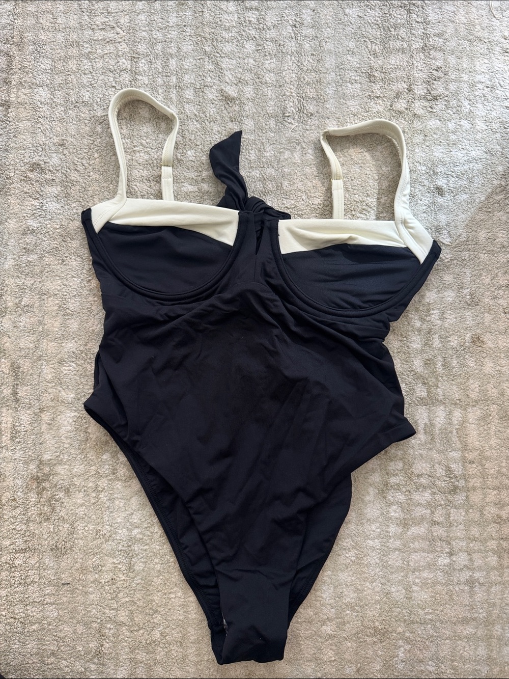 Monday Swimwear Black and Cream One-Piece Swimsuit - Underwire Support